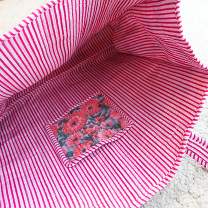 Blockprint Big Totebag - お花畑