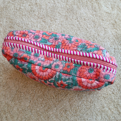 Blockprint Big Pouch - お花畑