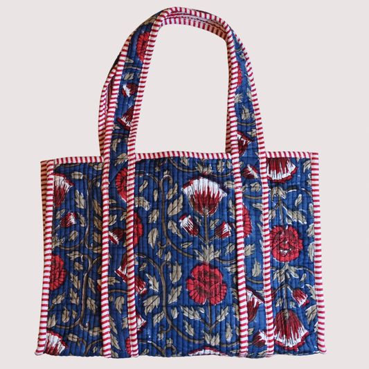 9/23 (火) 17時販売開始！Blockprint Mini Totebag - ルージュブロッサム