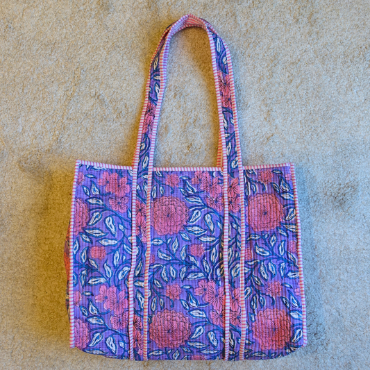 Blockprint Big Totebag - ピンクガーデン