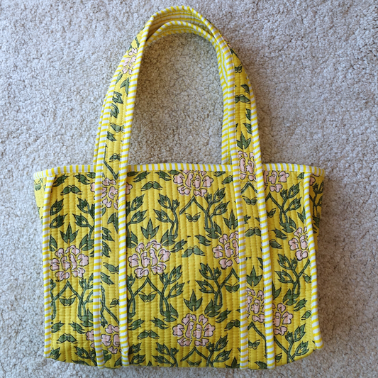 Blockprint Mini Totebag - レモンイエロー