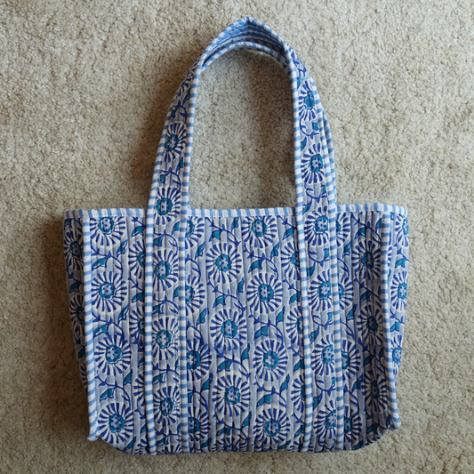 3/30 (月)20時販売開始！Blockprint Mini Totebag - ブルーガーデン