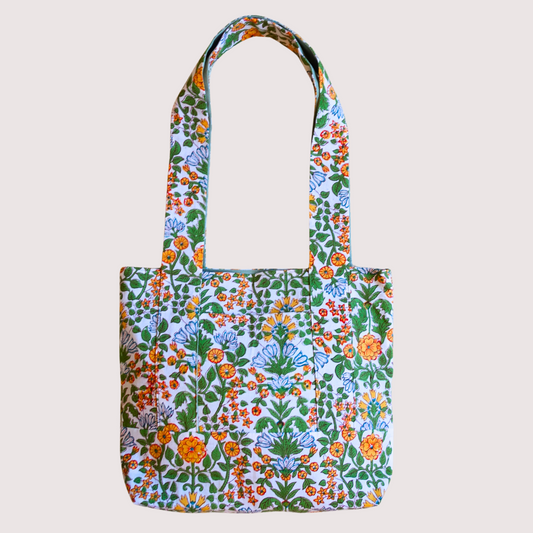 Blockprint Totebag (Handmede in Japan) - シトラス＆リーフ