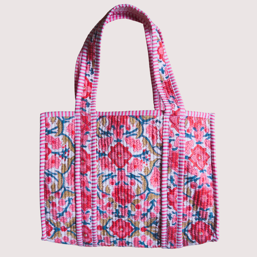 Blockprint Mini Totebag - ラブリーフローラル