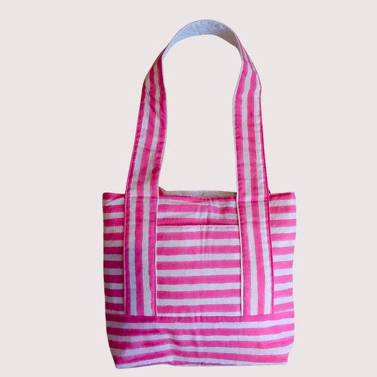 9/14 (日) 17時販売開始！Blockprint Totebag - キャンディストライプ