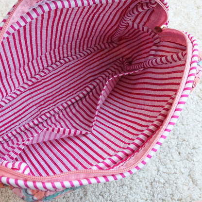 Blockprint Big Pouch - お花畑