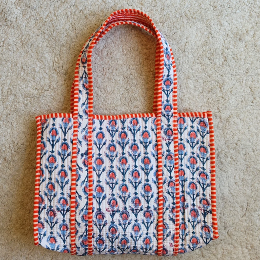 再入荷！Blockprint Mini Totebag - マリンフラワー