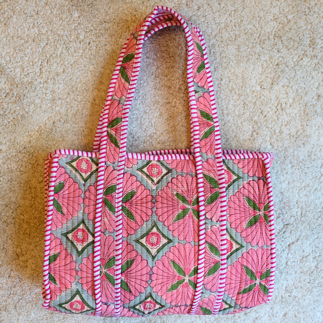 Blockprint Mini Totebag - レトロピンク