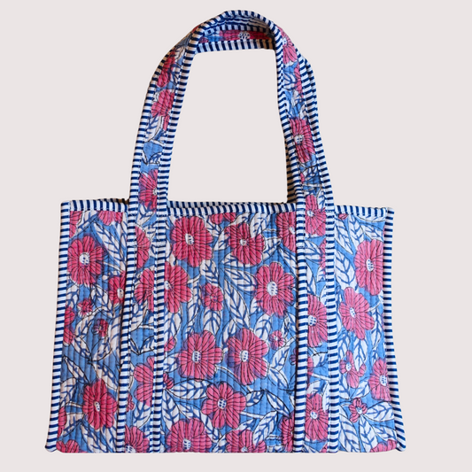 9/23 (火) 17時販売開始！Blockprint Mini Totebag - アクアブロッサム