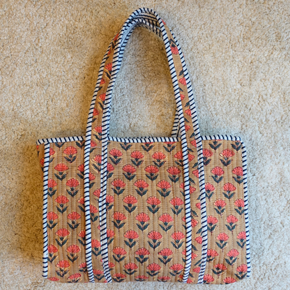 Blockprint Mini Totebag - スモーキーグリーン