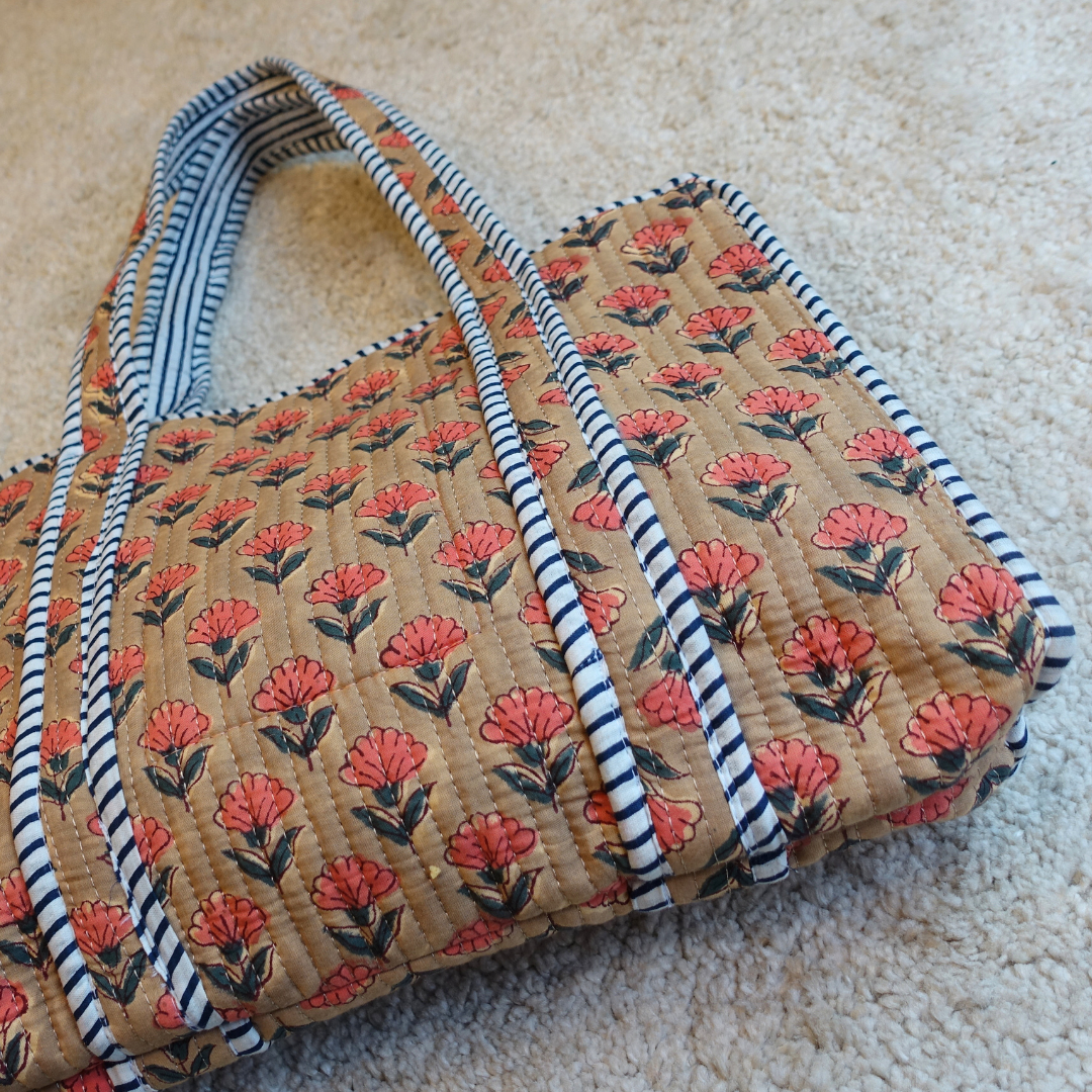 Blockprint Mini Totebag - スモーキーグリーン