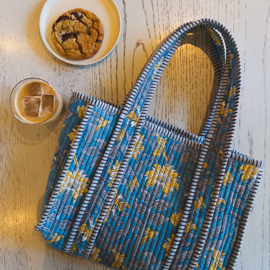 1/24 (土) 17時販売開始！Blockprint Mini Totebag - サニーブルー