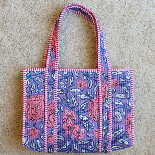 新作！Blockprint Mini Totebag - ピンクガーデン