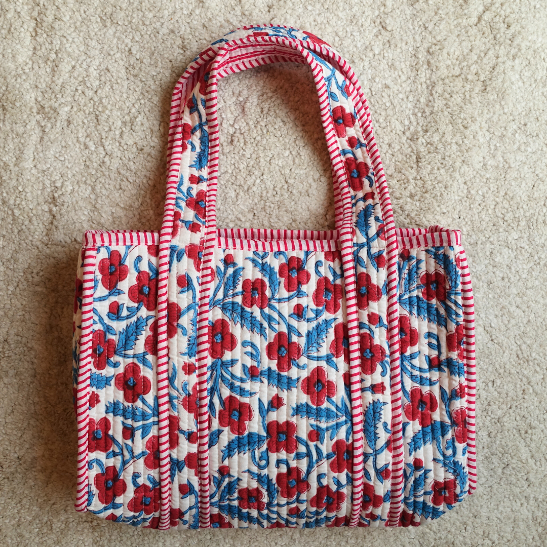 1/24 (土) 17時販売開始！Blockprint Mini Totebag - ピンクブロッサム