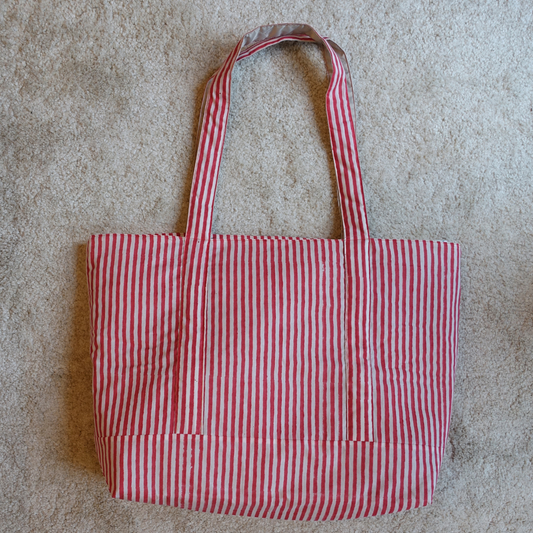 Blockprint Big Totebag - クラシック ストライプ トート (Made In Japan)
