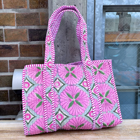Blockprint Mini Totebag - レトロピンク