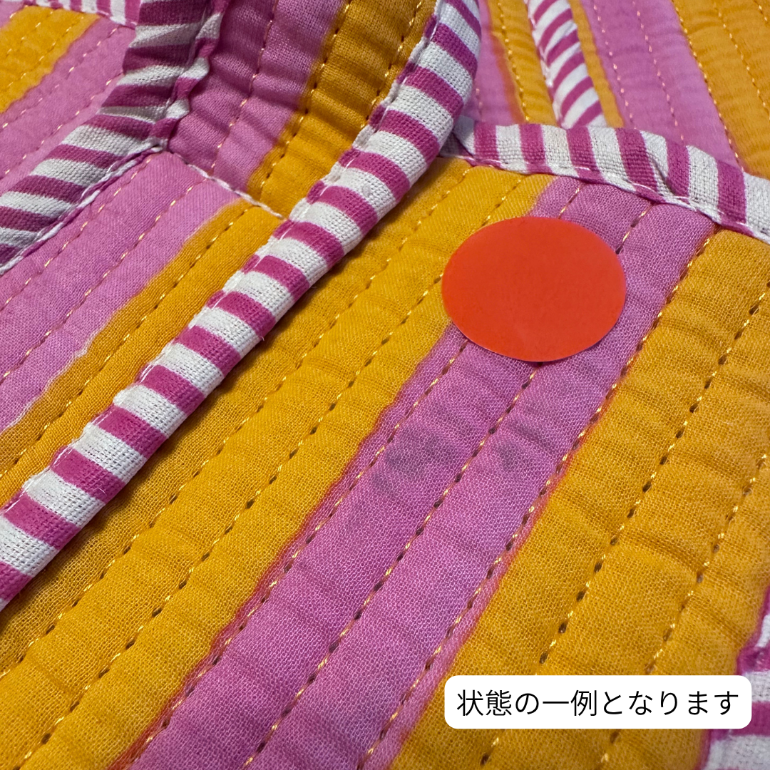 アウトレット！Blockprint Mini Totebag - オレンジストライプ