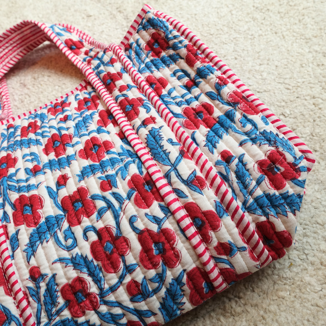 1/24 (土) 17時販売開始！Blockprint Mini Totebag - ピンクブロッサム