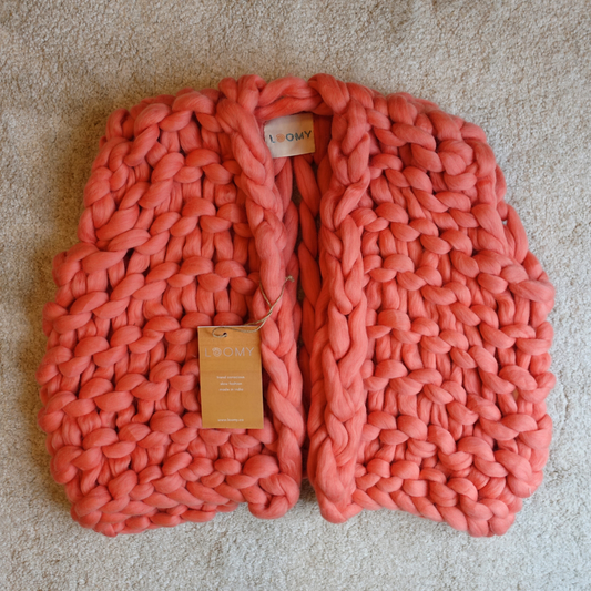 1月2日(金)発売！極太メリノ ニットベスト (Loomy) - ピンクオレンジ