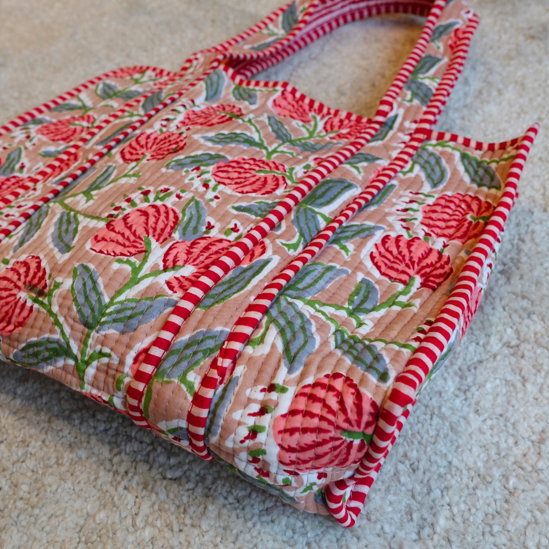 2/14(土) 20時販売開始！Blockprint Mini Totebag - ブルーミングピンク