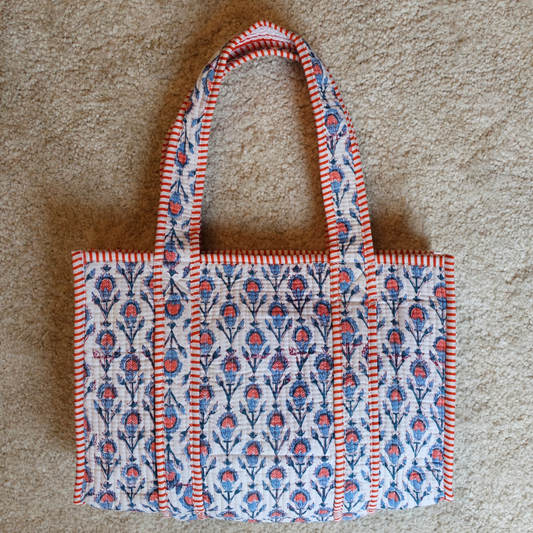 10/26 (日) 販売開始！Blockprint Mini Totebag - マリンフラワー