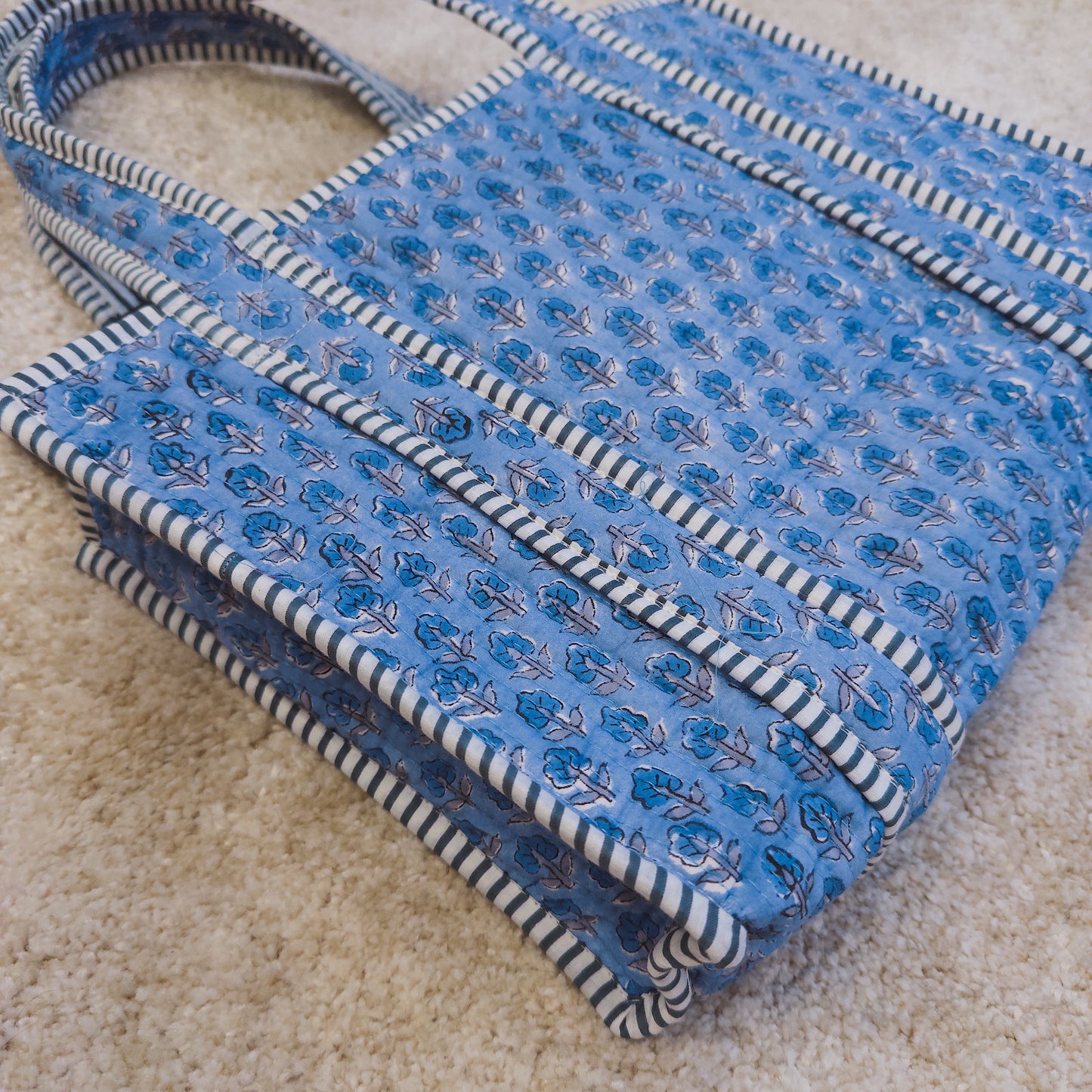 Blockprint Mini Totebag - ブルー