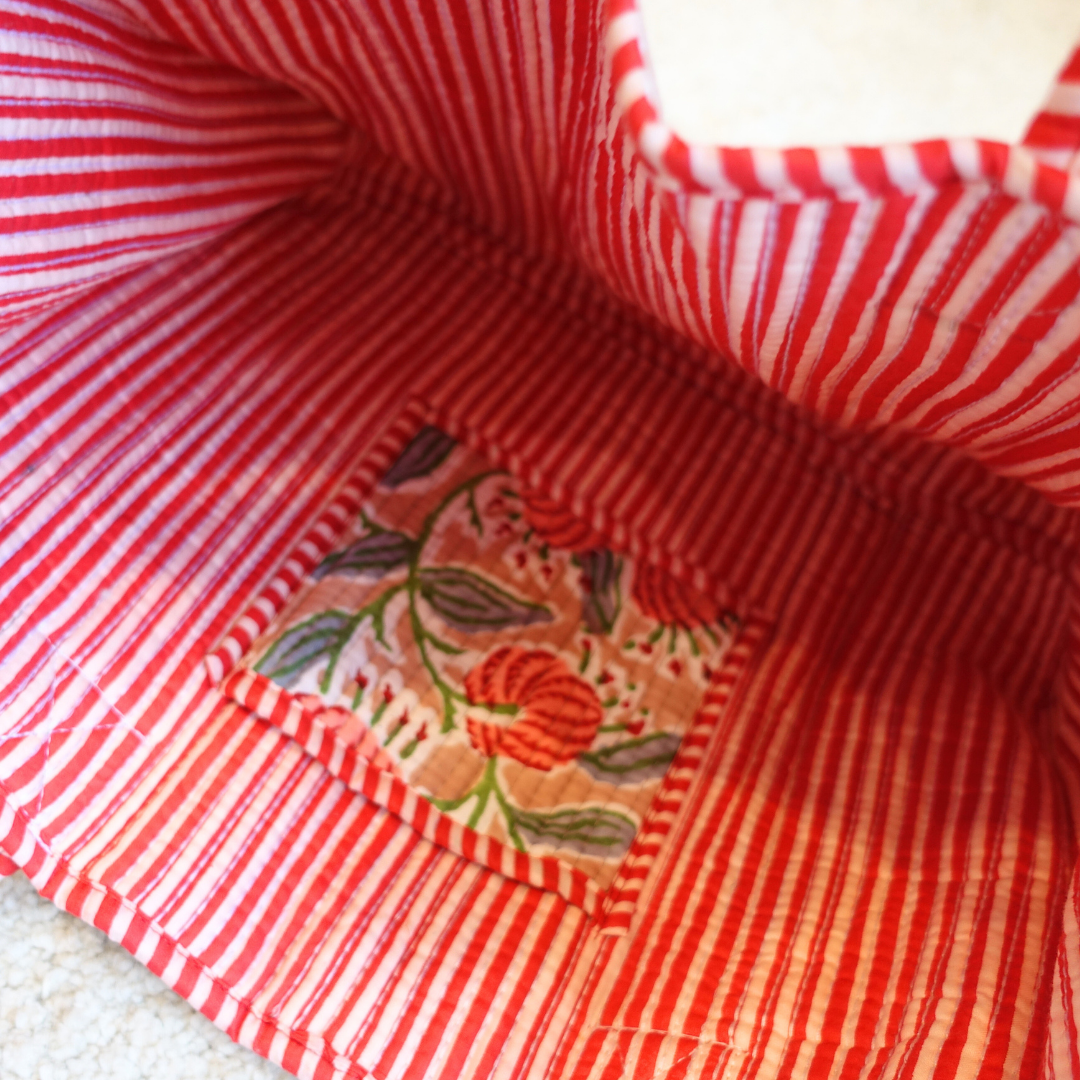 2/14(土) 20時販売開始！Blockprint Mini Totebag - ブルーミングピンク