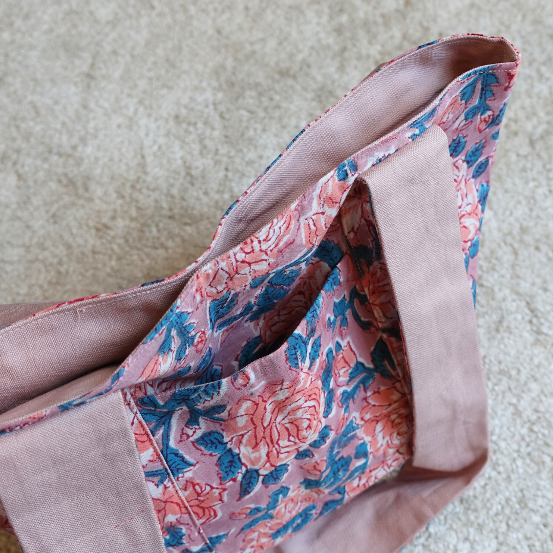 Blockprint Totebag (Handmede in Japan) - ピンク
