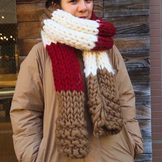 1月2日(金)発売！極太メリノ 手編みマフラー (Loomy) - レッド