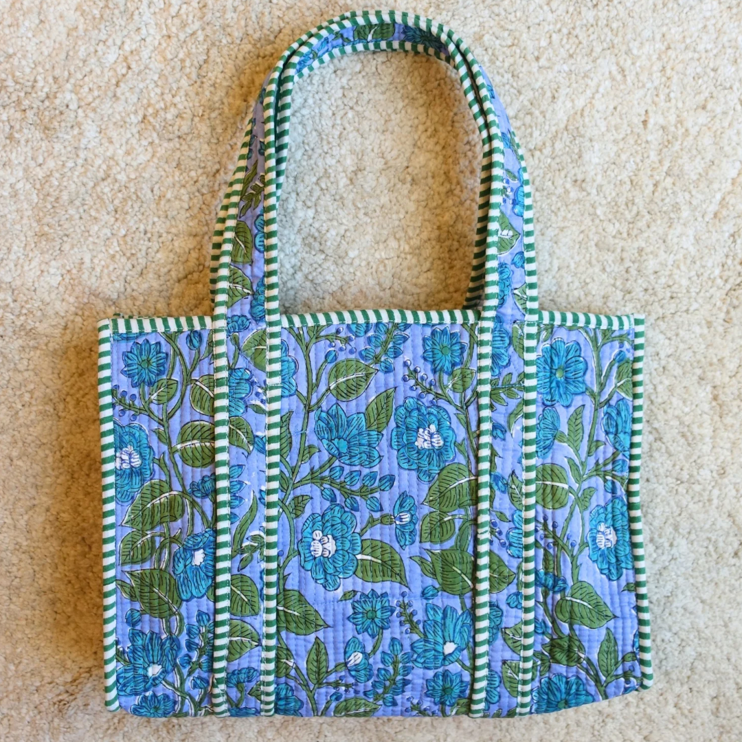 10. 新作！Blockprint Mini Totebag - ブルーガーデン