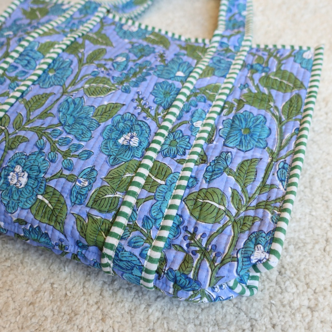 10. 新作！Blockprint Mini Totebag - ブルーガーデン