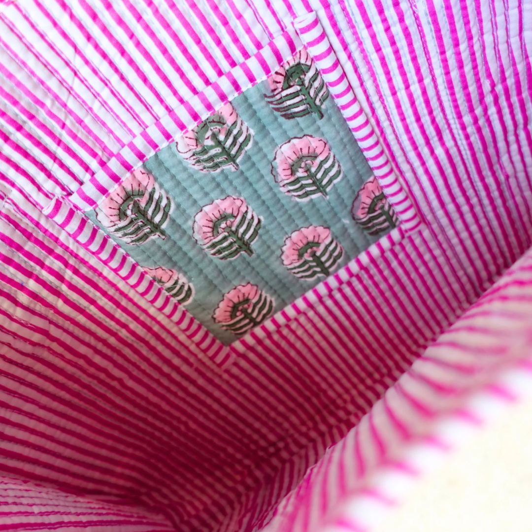 再入荷！Blockprint Mini Totebag - オリーブブロッサム