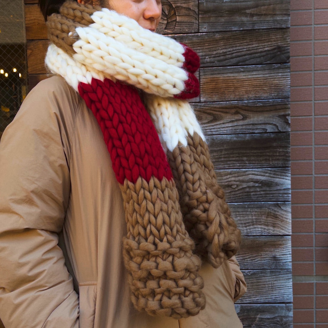 1月2日(金)発売！極太メリノ 手編みマフラー (Loomy) - レッド