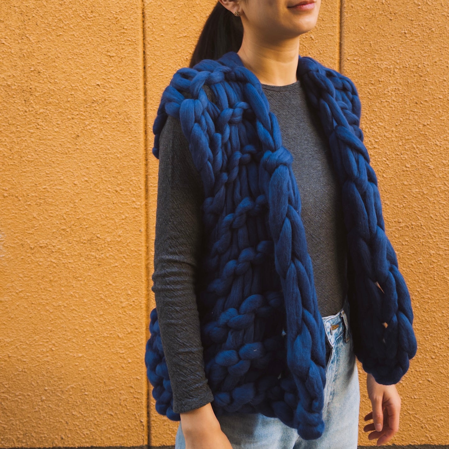 1月2日(金)発売！極太メリノ ニットベスト (Loomy) - ネイビー